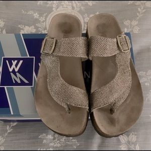 White Mountain Glitter Thong Sandals